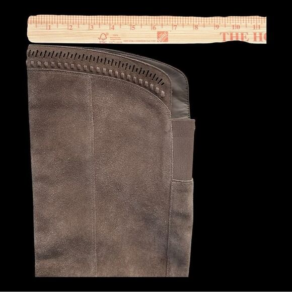 Brown Suede Boots Quiet Luzury Sz 9 n Knee‑High Block Heel Boho Chic Equestrian - Picture 7 of 16